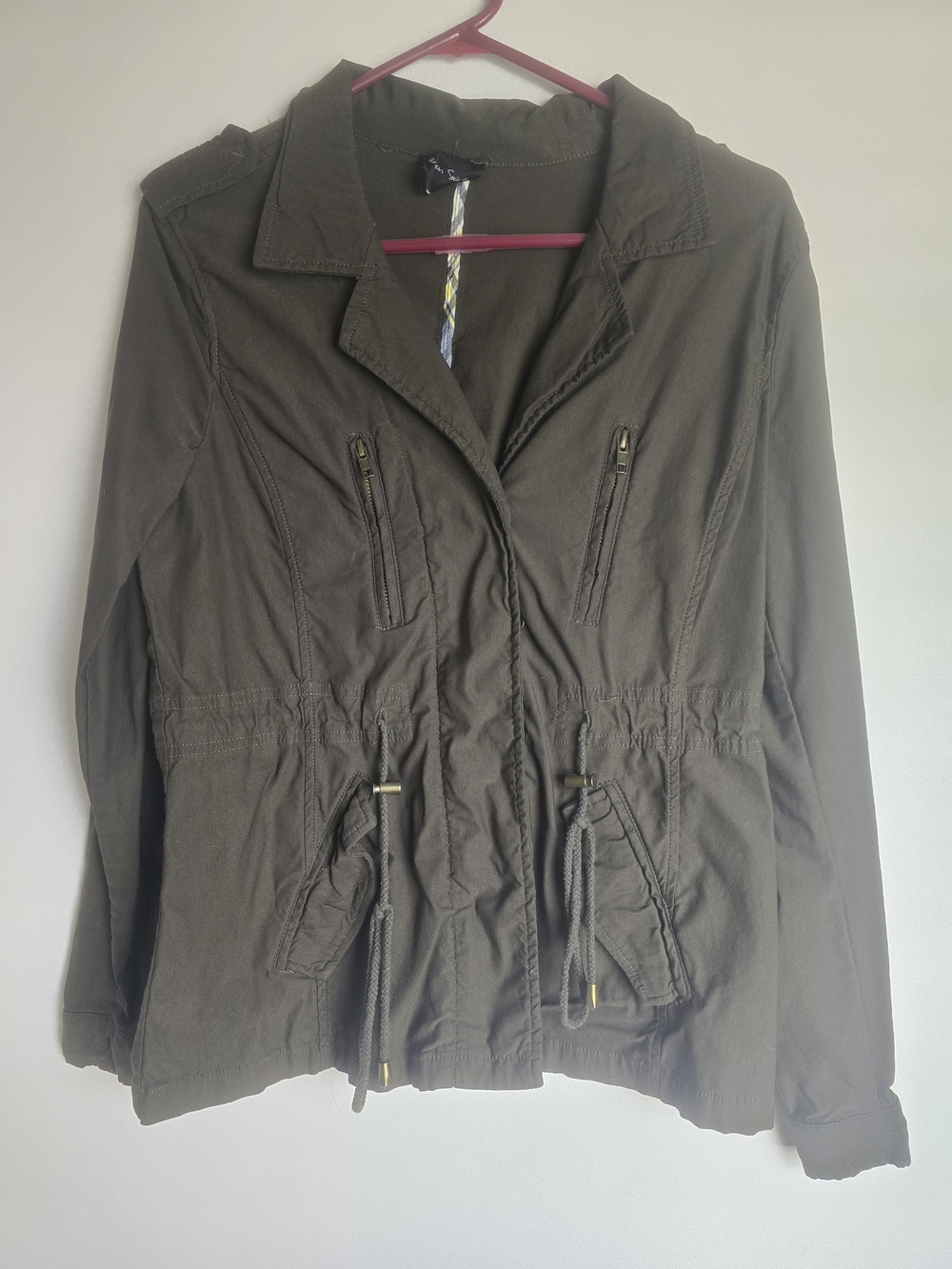 Classic Olive Utility Jacket with Drawstring Waist